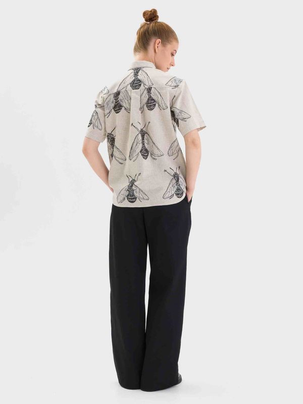 Рубашка Насекомые короткий рукав Женская Бежевая V.2 - фото 6