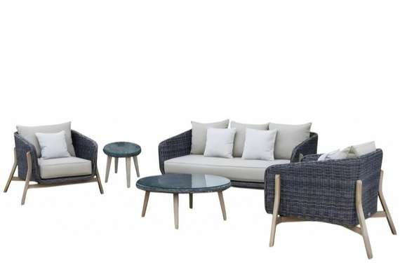 Комплект уличной мебели Jura из массива акации, алюминия и ротанга, серый, натуральный