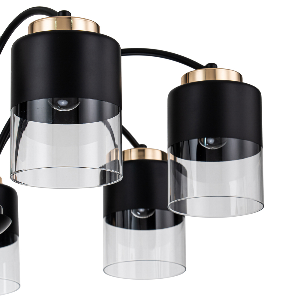 Светильник на штанге 7x40Вт E27, металл/стекло, черный/золото