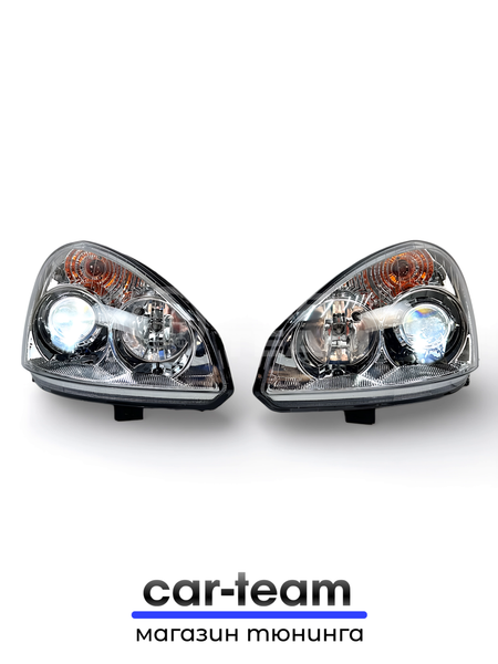 Фары на Лада Приора 1 (2170-72) передние с Bi LED модулями 2.5 дюйма, хром маска (под ключ)