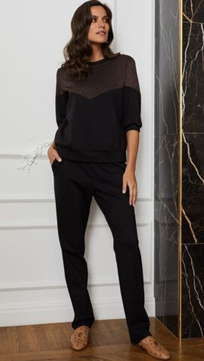 Элегантный джемпер свободного силуэта с округлым вырезом горловины (Размер: L) (Цвет: коричневый)