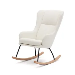 Maustin Кресло-качалка из белой овчины со стальной конструкцией и деревом бука