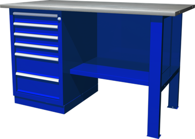 OWB1-60 Верстак с одной тумбой, тумба с 6 ящиками, 1390х686х820 мм