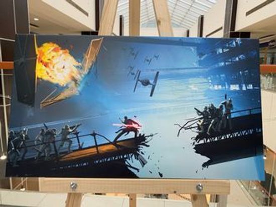 Картина на холсте Звездные Войны схватка на мосте (40х70)