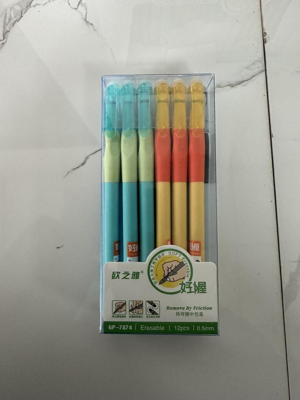 Ручка пиши-стирай 0,5 мм, синяя, трехгранный корпус, 3 цвета микс