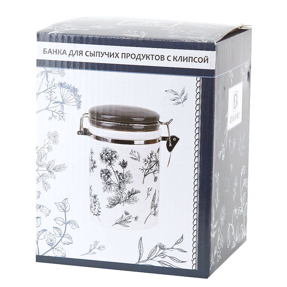 Банка для сыпучих продуктов (клипс) " " 14*10*14см. v=630мл. (керамика)