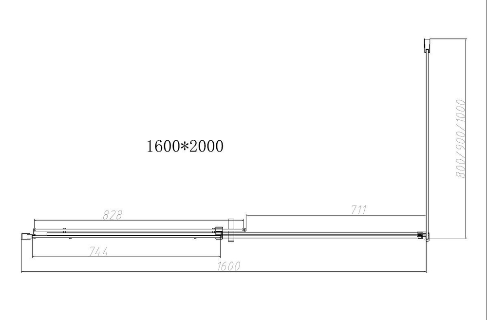 Душевой уголок Dice VSR-4D8016CLB, 1600*800, черный, стекло прозрачное, , шт