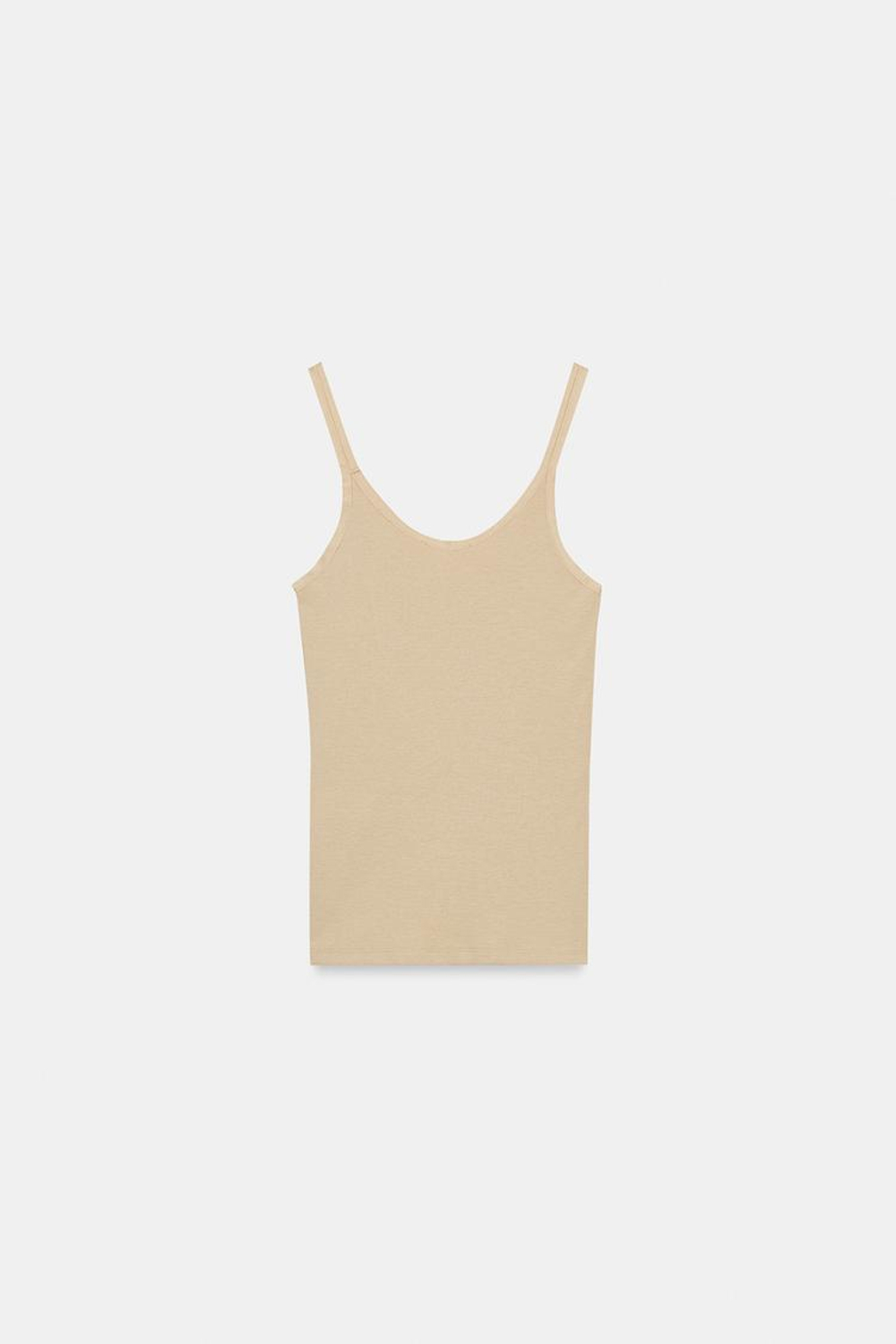 ZARA МАЙКА В РУБЧИК, СВЕТЛО-БЕЖЕВЫЙ