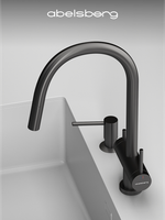 Смеситель для кухни Abelsberg Aera EMF71709GM c вытяжным изливом и возможностью подключения фильтра для воды, цвет космическая сталь, PVD покрытие