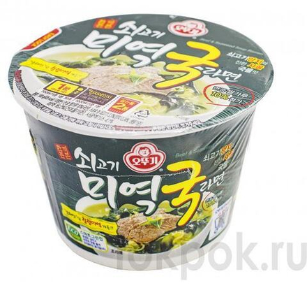 Лапша со вкусом говядины и морской капусты Ottogi Beef & Seaweed soup ramen, 100 гр