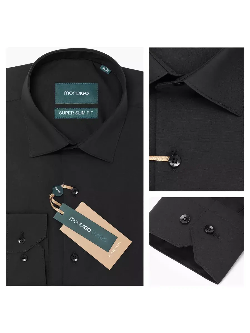 Рубашка приталенная с вытачками на спине SUPER SLIM FIT, черная