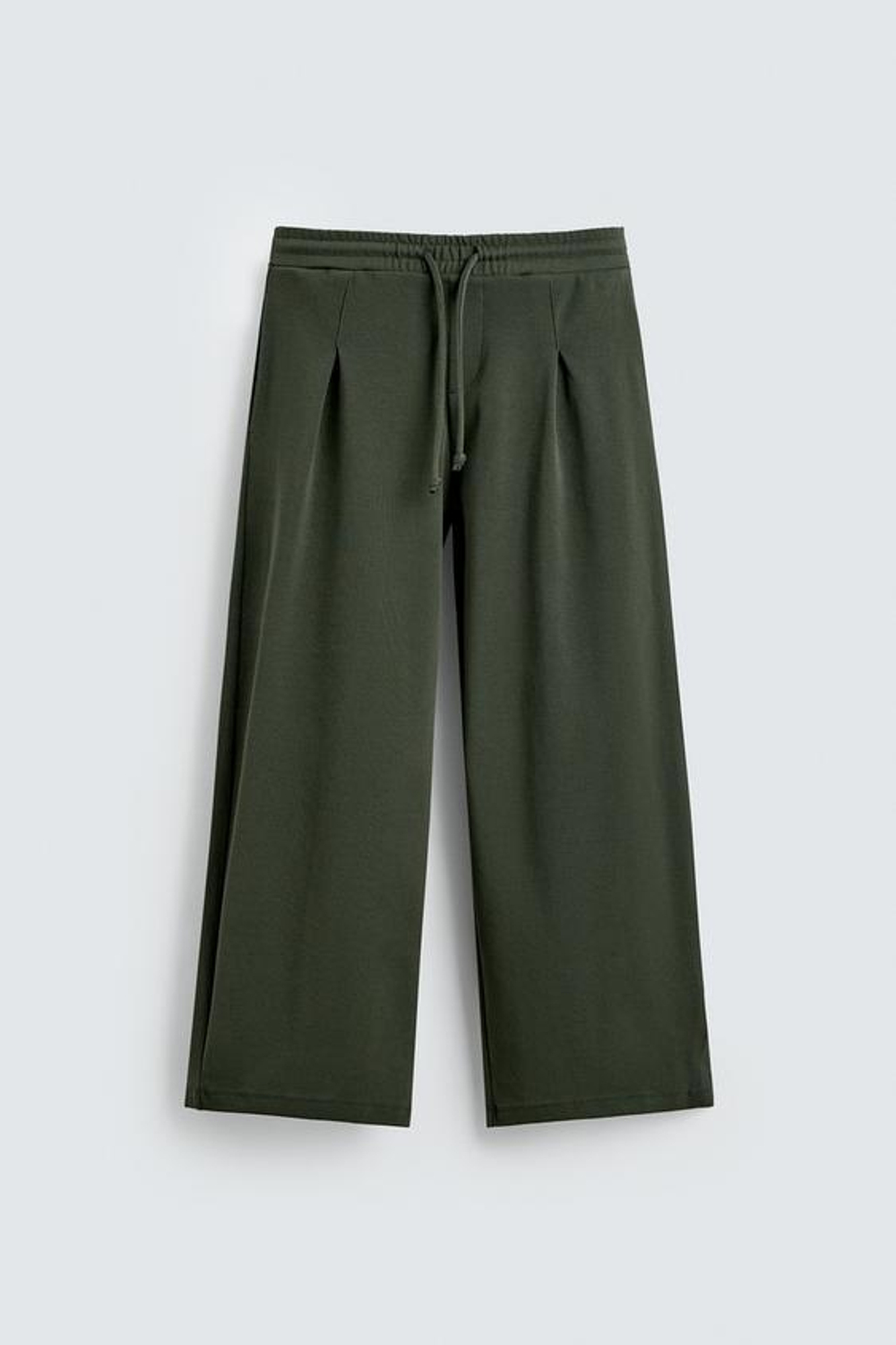 ZARA ДЖОГГЕРЫ WIDE FIT СО СКЛАДКАМИ, МЯГКИЙ ЗЕЛЕНЫЙ