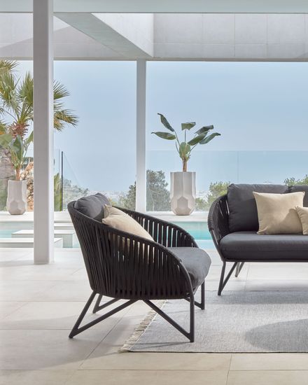 Веревочный 3-х местный диван Branzie 180 см черный Испания La Forma