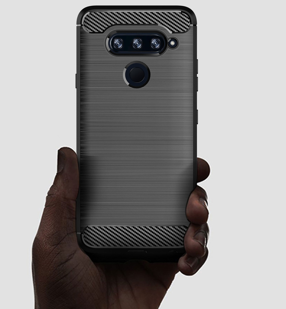 Чехол для LG V40 ThinQ цвет Gray (серый), серия Carbon от Caseport