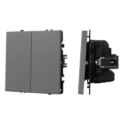 Механизм выключателя двухклавишный перекрёстный SWT-NOBE-MKX2-SFPL-GR (230V, 10A) (Arlight, Серый базальт) 061793