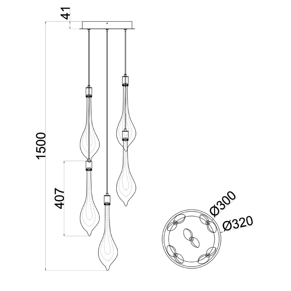 Подвесной светильник P98066-5 antique brass