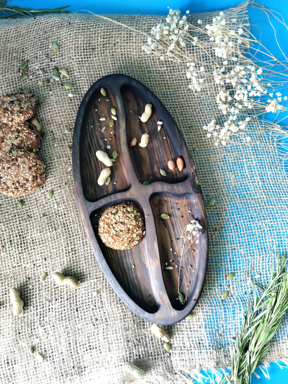 Менажница деревянная для подачи сервировочная