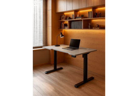 Компьютерный стол Woodville Маркос 140х80 светло-серый, черный, ножки черные