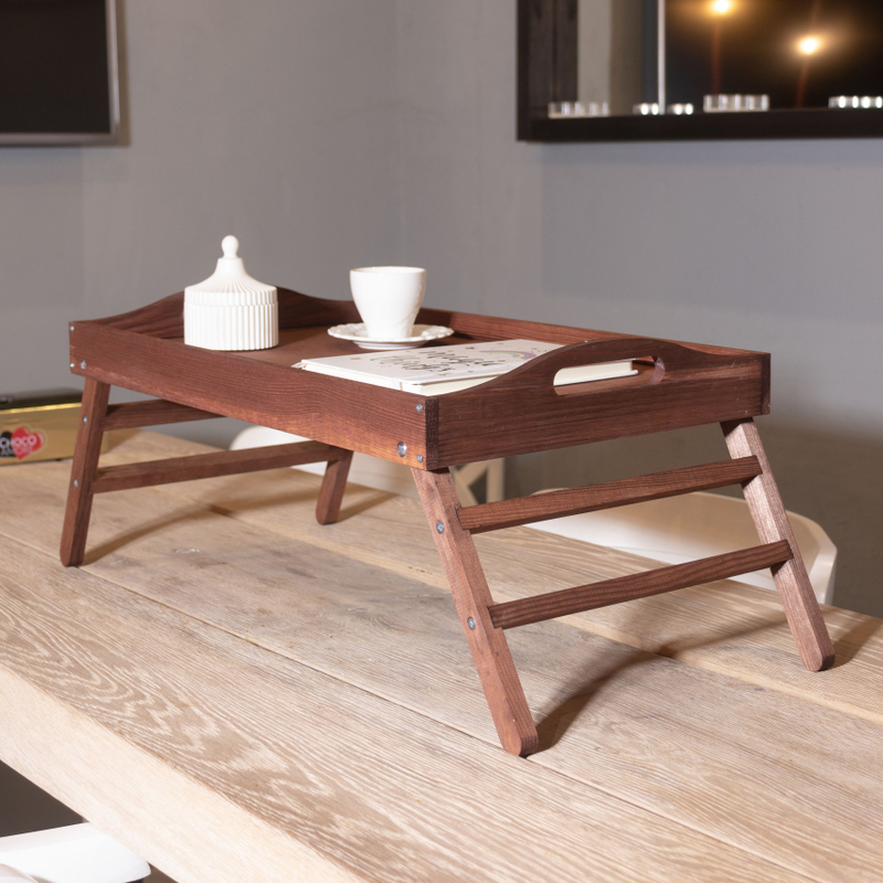 Столик для завтрака в постель, 52х31х24, Lazy Sunday, для ноутбука, поднос, деревянный, для кухни, браун / бейц, Dipriz