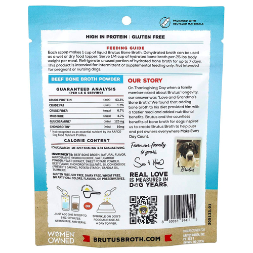Brutus Bone Broth, Hip & Joint, порошок из бульона из говяжьей кости, для взрослых собак, 99 г (3,5 унции)