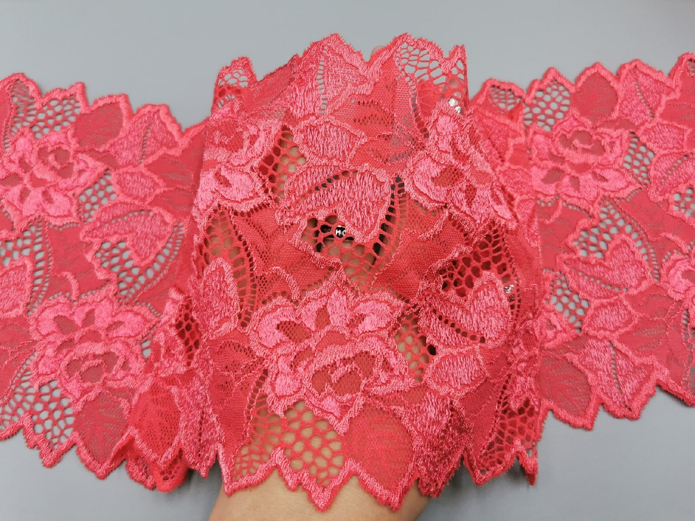 Эластичное кружево, 16,5см, розовая роза (Арт: EK-2741), м
