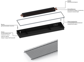 Конвектор внутрипольный Gekon Eco 180 х 110 х 1000 (решётка роликовая, натуральный алюминий)