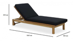 Шезлонг-лежак деревянный с матрасом Tagliamento Southbank, натуральный, черный