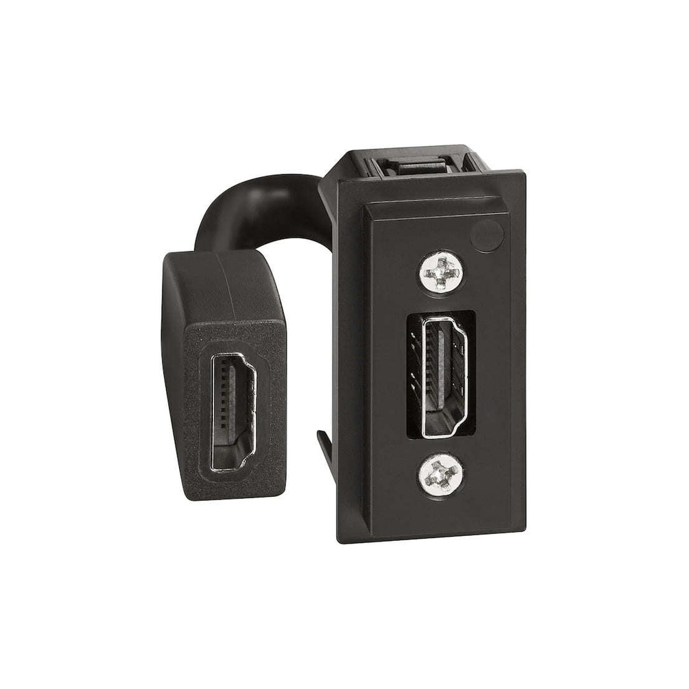 Розетка HDMI Bticino K4284P Living Now с накладкой на 1 модуль Чёрный
