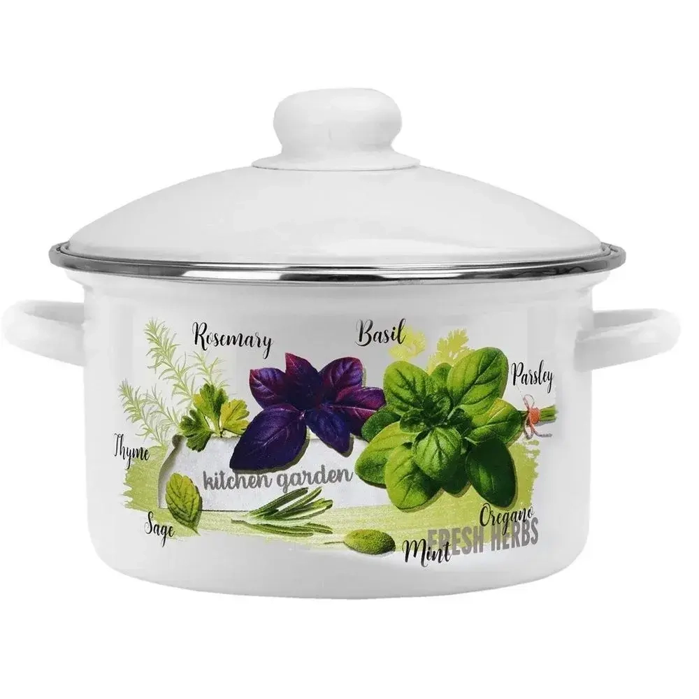 Кастрюля эмал цил Базилик 3,0л мет/об