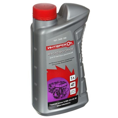 Масло машинное минеральное, для 4-такт двигателя, Интерскол, 1 л, 2600 008
