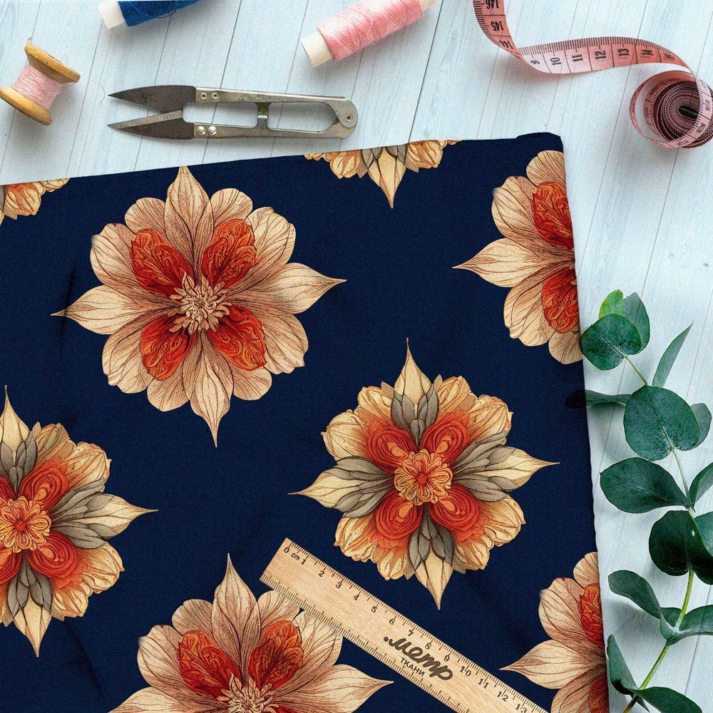 Ткань таффета цветочный калейдоскоп