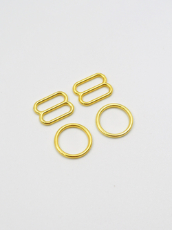 Кольцо, регулятор и крючок для бюстгальтера лимонное золото плотные 1 см ОПТом от 100 шт