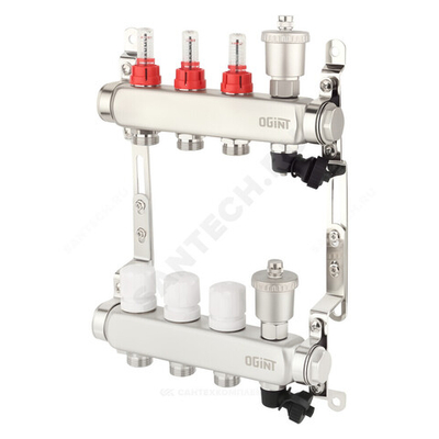 Группа коллекторная нержавеющая сталь 1" ВР/ВР 6 вых 3/4" НР под евроконус с расходомерами Ogint 9505-05