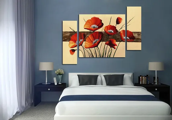 Модульная картина "Маки по фен-шуй"