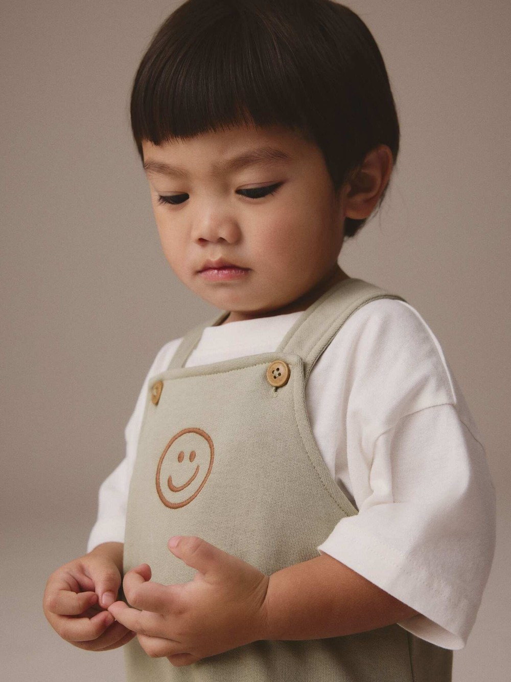 Комбинезон летний и футболка в комплекте для мальчика Next E60-794, Хаки, Белый