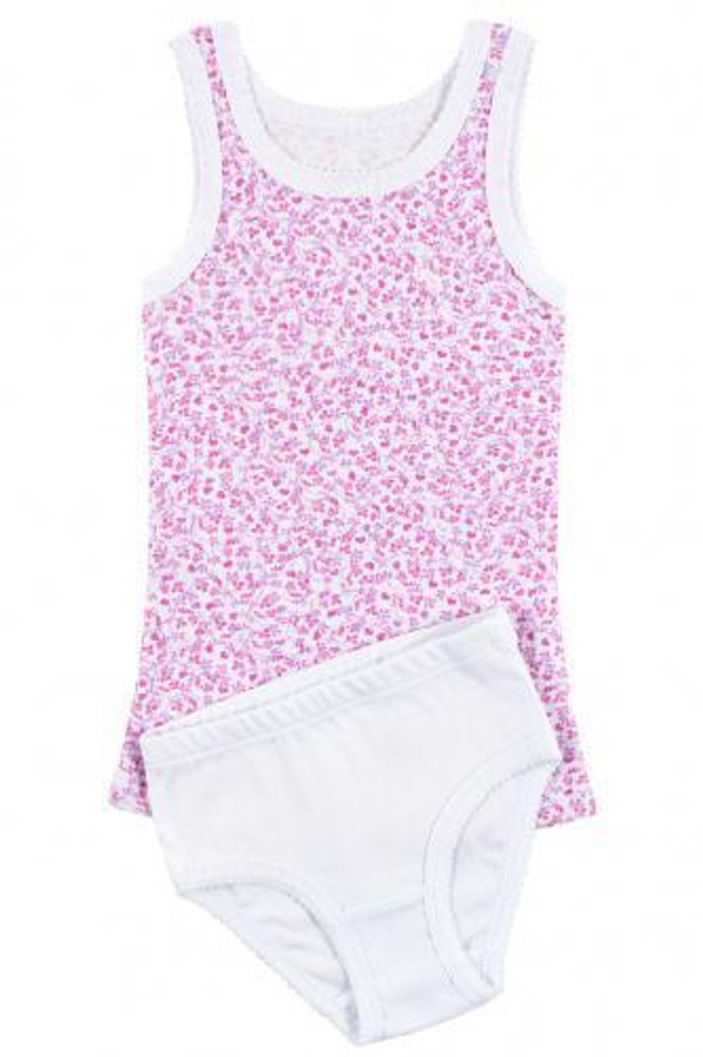 Комплект для девочки (майка+трусы) (116-60, белый+веточки на белом), 1 шт.