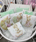 Комплект в кроватку 18 предметов "Кролик зеленый", сатин