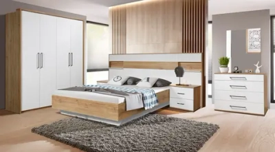 Спальня Женева (шкаф 4-х дверный, кровать 180 с м.п.) цвет белая