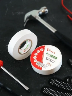 Изоляционная лента Изолента VISTO 19 мм 20 м 150 мкм, висто белая, профессиональная, 1 шт.