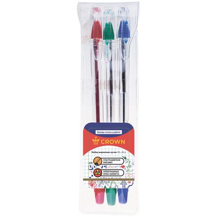 Набор шариковых ручек 3цв. Crown