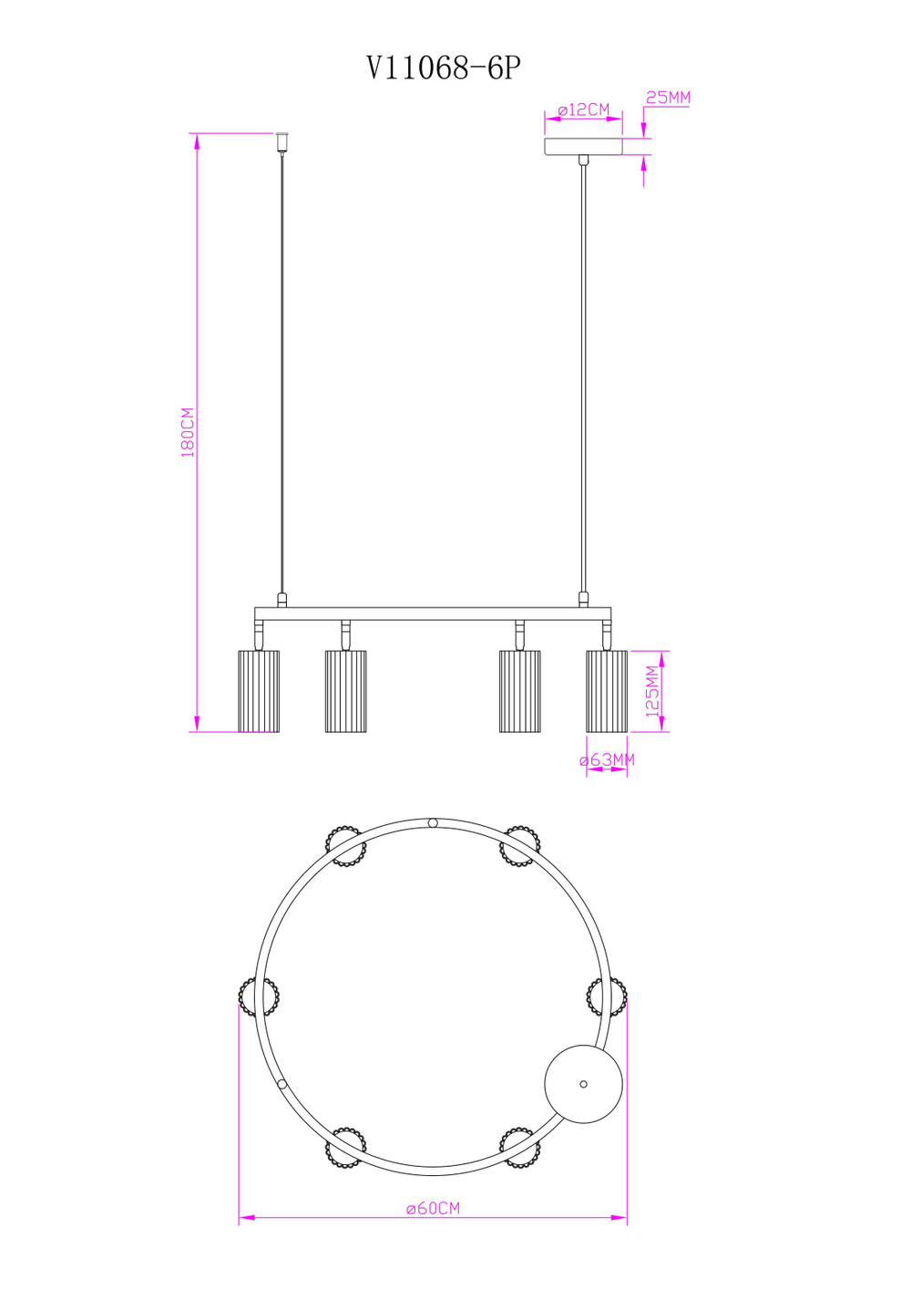 Люстра подвесная Moderli V11603-6P Cora