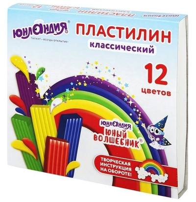 Пластилин классический 12 цветов 240г со стеком "ЮНЫЙ ВОЛШЕБНИК" (ЮНЛАНДИЯ)
