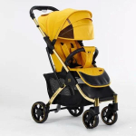 Коляска прогулочная Babalo 2022 Жёлтый текстиль на золотой раме с сумкой