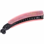 Заколка - банан для волос «AKS-EMPIRE», цвет черный / розовый перламутр, 11*2см (пакет с подвесом)