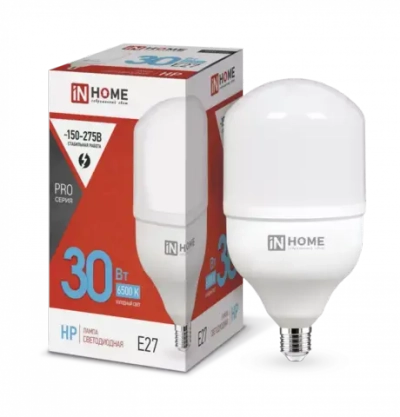 Лампа светодиодная LED-HP-PRO 30Вт 230В Е27 6500К ХОЛОДНЫЙ 2850Лм IN HOME