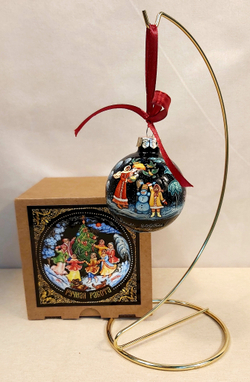 Шар новогодний с ручной росписью  Палех "Зимние забавы"