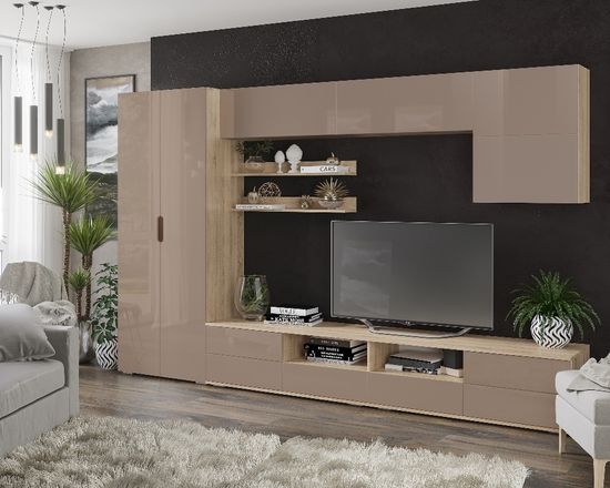 дуб сонома / капучино глянец