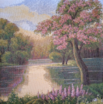 Декоративный гобеленовый чехол для интерьерной подушки Майский вечер 38*38