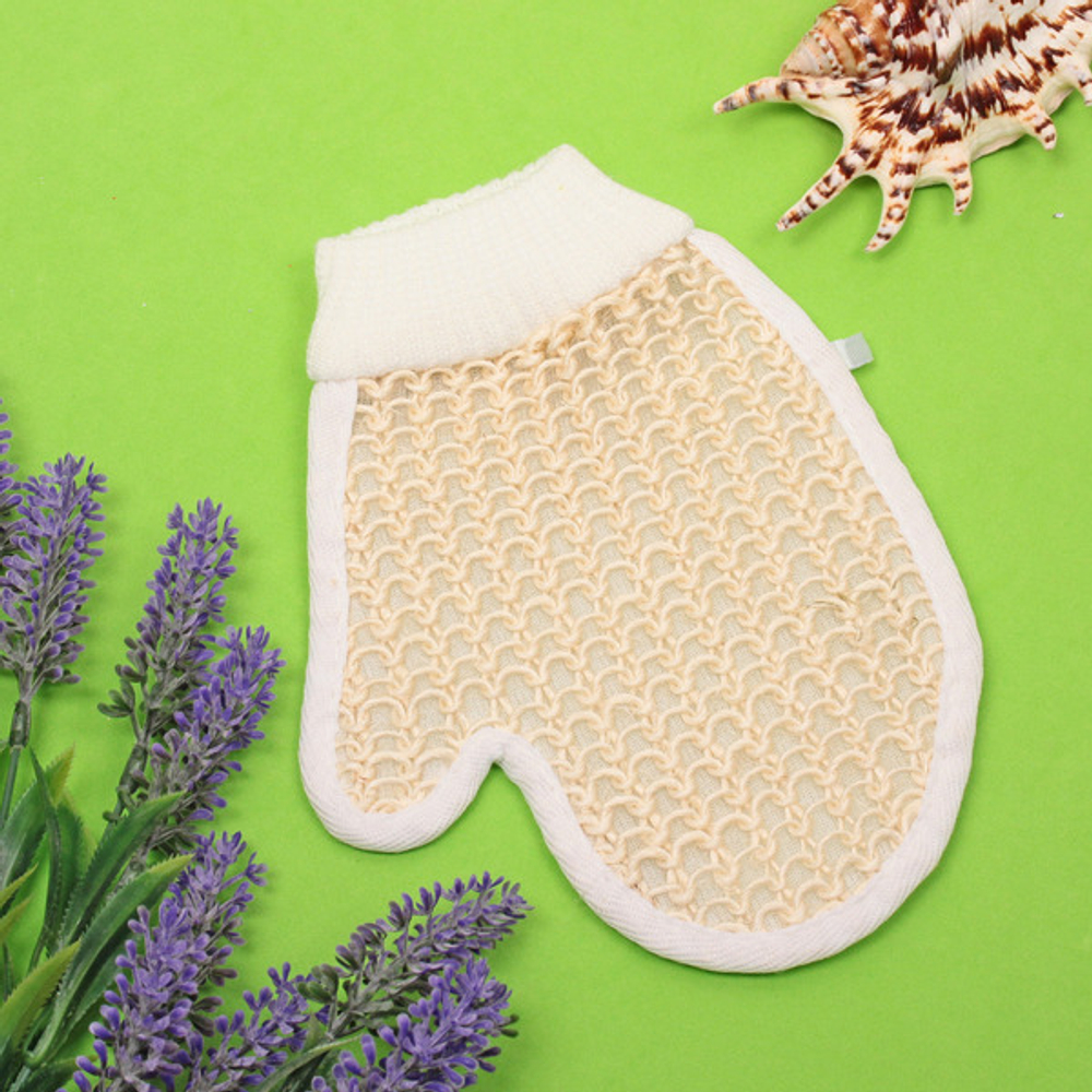 Мочалка - варежка массажная «SANTA MONIKA - PANTERA», цвет белый, 20*15см (ZIP пакет)