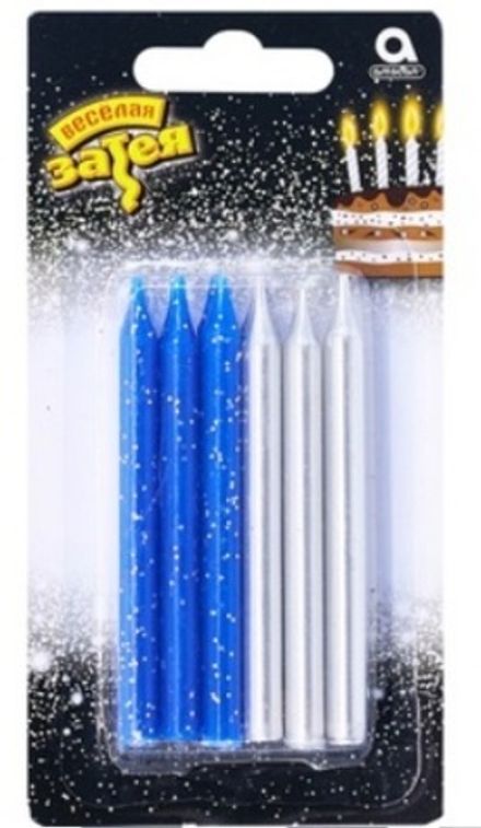 Свечи-пики "Синие и серебро" 8 см